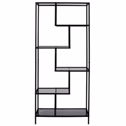 ENDIS - Etagère 6 Niveaux Verre Fumé et Métal Noir
