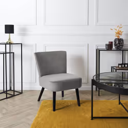 KONAE - Fauteuil Crapaud en Velours Côtelé Gris