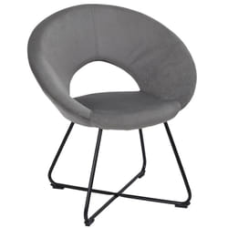 Konae - Fauteuil Rond Ajouré en Velours Côtelé Gris - Gris