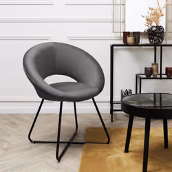 Konae - Fauteuil Rond Ajouré en Velours Côtelé Gris - Gris