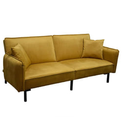Altobuy - konae - Canapé Convertible Bois d'Eucalyptus Velours Ocre - Jaune