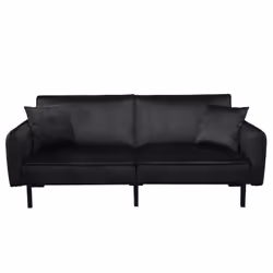 KONAE - Canapé Convertible Bois d'Eucalyptus Velours Noir