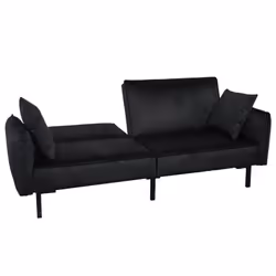 KONAE - Canapé Convertible Bois d'Eucalyptus Velours Noir