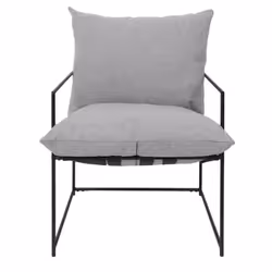 JAMIE - Fauteuil Design Métal Noir et Coussin Gris Chiné
