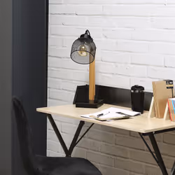 Altobuy - mago - Lampe à Poser Orientable en Pin Abat-Jour Grillage Métal Noir - Noir