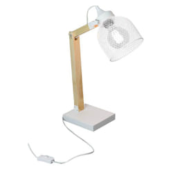 Altobuy - mago - Lampe à Poser Orientable en Pin Abat-Jour Grillage Métal Blanc - Blanc