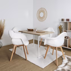 Rohan - Lot de 4 Fauteuils Imitation Laine Motif Patchwork Blanc