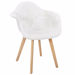 Rohan - Lot de 4 Fauteuils Imitation Laine Motif Patchwork Blanc - Vue supplémentaire 4