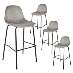 Konae - Lot de 4 Tabourets de Bar en Velours Côtelé Gris - Gris