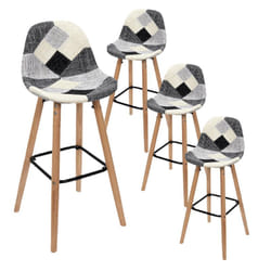 Mozaik - Lot de 4 Tabourets Scandinaves Noirs et Blancs