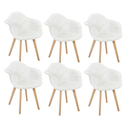 Altobuy - rohan - Lot de 6 Fauteuils Imitation Laine Motif Patchwork Blanc - Blanc