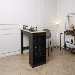 Kanpe - Ensemble Table de Bar avec Etagères + 2 Tabourets Velours Côtelé Gris Konae - Vue supplémentaire 4