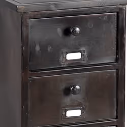 Ruben - Chiffonnier 5 Tiroirs Indutriel en Acier Noir Vieilli
