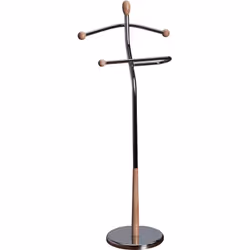 Valet de Nuit Chromé Valerio. Un valet au look contemporain mélangeant le métal chromé et le bois massif pour un meuble du pl ...