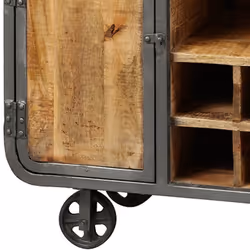 Altobuy - edwin - Meuble Bar Multi-Rangements Acier et Bois Massif - Gris