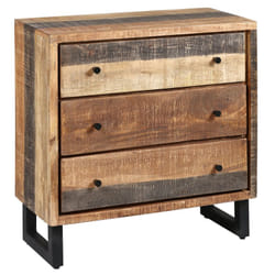 Altobuy - odilon - Commode 3 Tiroirs Acier et Bois Massif - Noir