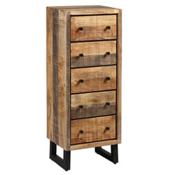 Altobuy - odilon - Chiffonnier 5 Tiroirs Acier et Bois Massif