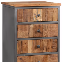 Altobuy - leonard - Chiffonnier 6 Tiroirs Acier et Bois Massif - Gris