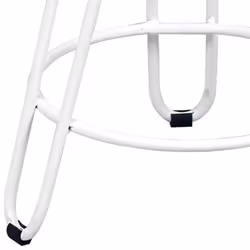 Thibert - Tabouret Métal Blanc et Bois Massif - Marron clair