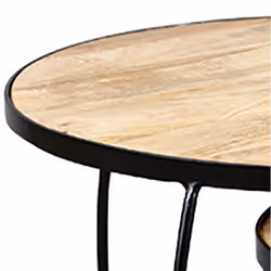 Altobuy - gizem - Lot de 2 Tables Basses Gigognes Métal et Bois - Marron foncé