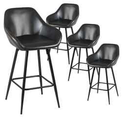 Thome - Lot de 4 Tabourets de Bar Simili Noir