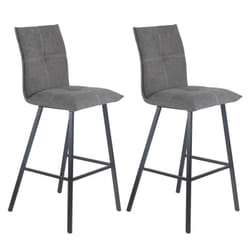 Altobuy - lagos - Lot de 2 Tabourets Gris Anthracite Assise H65cm - Gris anthracite