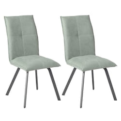 Bispo - Lot de 2 Chaises Tissu Coloris Vert d'Eau - Vert