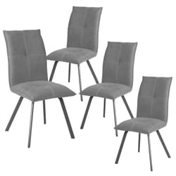 Bispo - Lot de 4 Chaises Tissu Coloris Gris Anthracite - Gris anthracite
