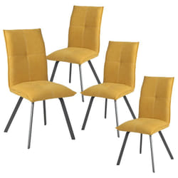 Bispo - Lot de 4 Chaises Tissu Coloris Jaune - Jaune