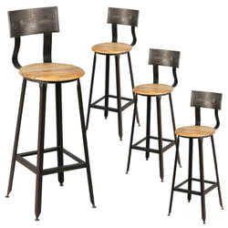 Indus - Lot de 4 Tabourets de Bar Industriel H75 - Gris