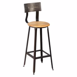 Indus - Lot de 4 Tabourets de Bar Industriel H75 - Gris