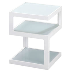 Altobuy - cubika - Chevet Blanc 3 Niveaux Plateaux en Verre
