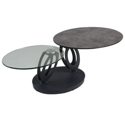 Altobuy - vitak - Table Basse Ovale Plateaux Verre et Céramique Gris - Gris