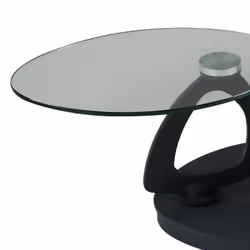 VANIM - Table Basse Ovale Plateaux Verre et Céramique Marron