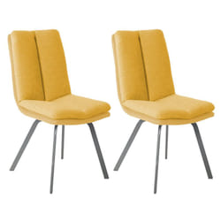 Callam - Lot de 2 Chaises Jaunes avec Sur-Coussin - Jaune