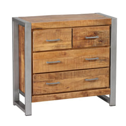 Altobuy - palissa - Commode 4 Tiroirs Bois et Acier Patiné - Naturel