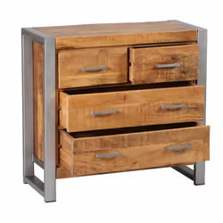 Altobuy - palissa - Commode 4 Tiroirs Bois et Acier Patiné - Naturel
