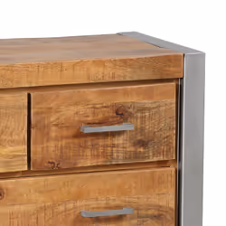 Altobuy - palissa - Commode 4 Tiroirs Bois et Acier Patiné - Naturel