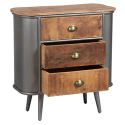 Altobuy - palisso - Commode 3 Tiroirs Bois et Acier Patiné - Naturel