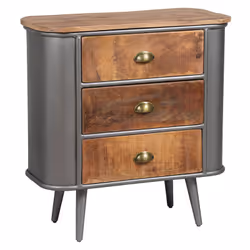 Altobuy - palisso - Commode 3 Tiroirs Bois et Acier Patiné - Naturel