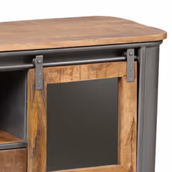 Altobuy - palisso - Meuble tv 2 Portes Bois et Acier Patiné - Naturel