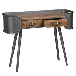 Palisso - Console 2 Tiroirs Bois et Acier Patiné - Naturel