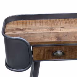 Palisso - Console 2 Tiroirs Bois et Acier Patiné - Naturel