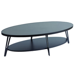 Altobuy - lauren - Table Basse Ovale Plateau Céramique Piètement Noir - Noir