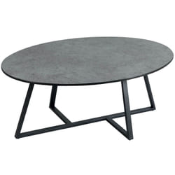 Altobuy - keria - Table Basse Ovale Aspect Céramique Grise