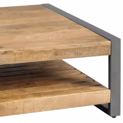 Palissa - Table Basse avec Etagère Bois et Acier Patiné