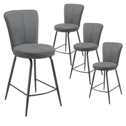 Paril - Lot de 4 Tabourets de Bar Matelassés Gris - Gris
