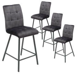 Altobuy - john - Lot de 4 Tabourets de Bar Capitonnés Gris - Gris