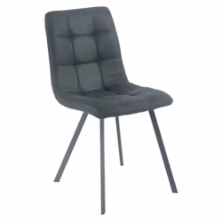 Moa - Lot de 6 Chaises Matelassées Grises Piètement Gris Mat - Gris
