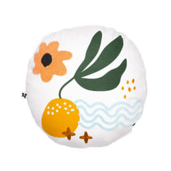 PITCH - Coussin Déhoussable Ø40cm Blancs Motifs Brodés Colorés